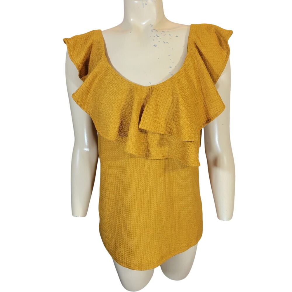 NWT Nine West‎ Light Bronze Textured Flutter Sleeve Top Women's Size Small